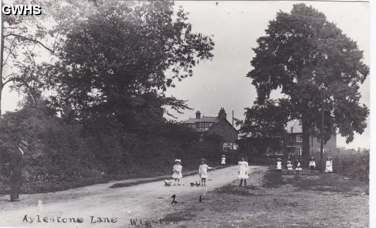 8-9 Aylestone Lane Wigston Magna showing Beech House now gone and the beech tree c 1910