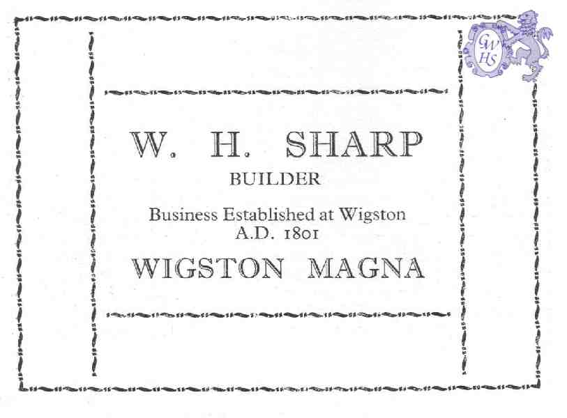 20-051 W H Sharp Wigston Advert