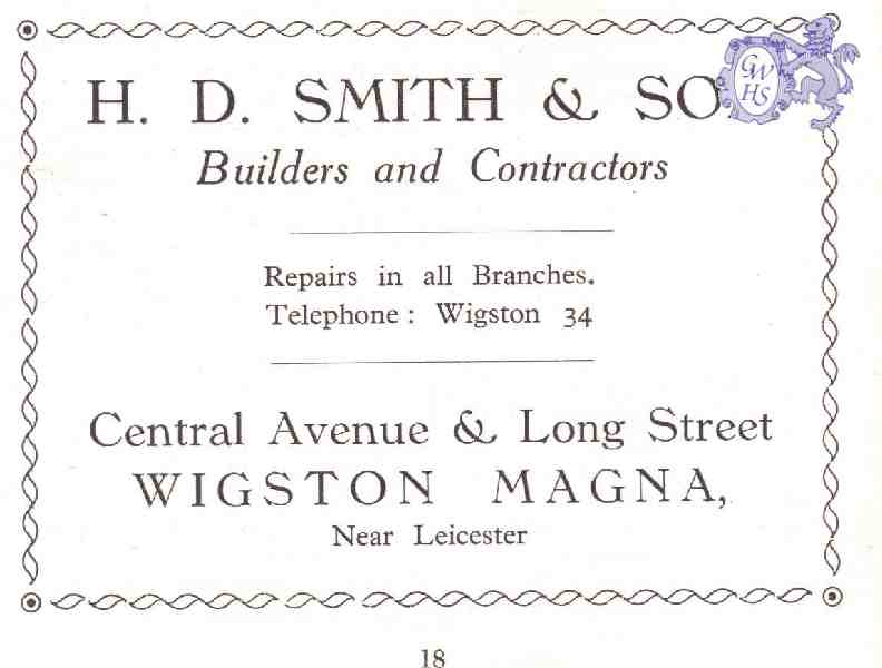 20-054 H D Smith Builder Central Avenue - Long Street Wigston Magan Advert