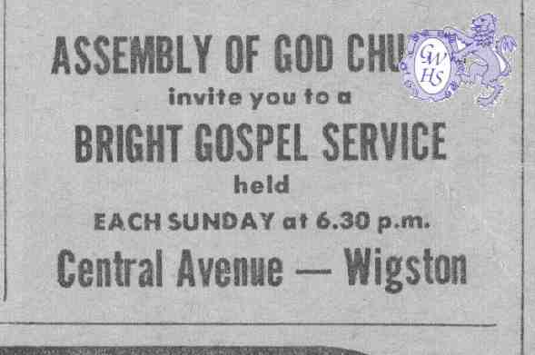 20-125 Gospel Service Advert Wigston Magna 1975