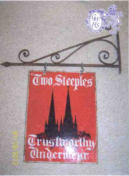 23-784 Two Steeples Trustworth Underwear sign with hanging bracket 43 x 33 cms