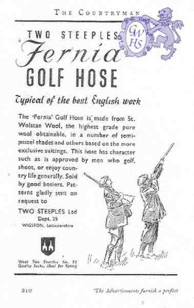 23-792 Two Steeples Wigston Magna Golf Hose advert 1940