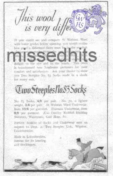 23-795 Two Steeples Wigston Magna #83 Socks advert 1938