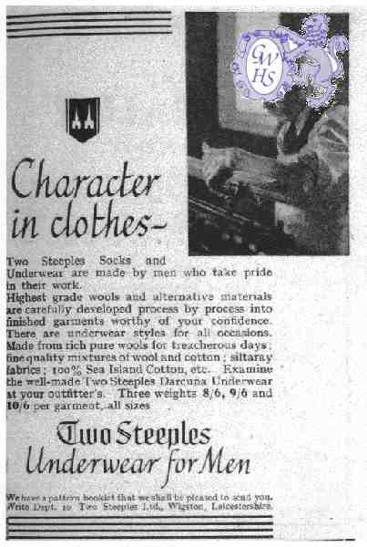 23-797 Two Steeples Wigston Magna Underwear for Men advert 1936