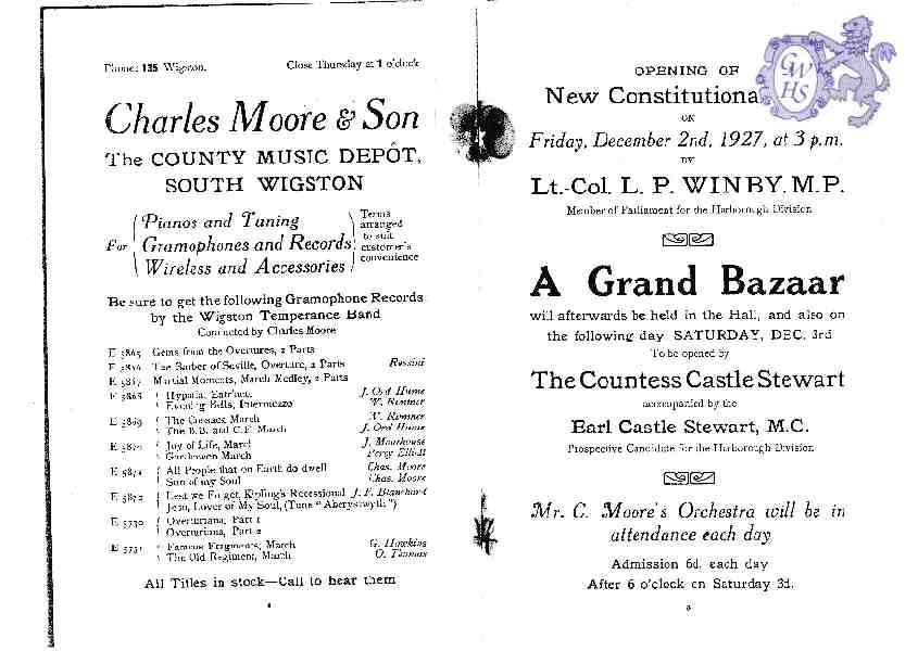 23-885 Programme for A Grand Bazaar for the Opening of the New Constitutional Hall 2nd December 1927 part 3