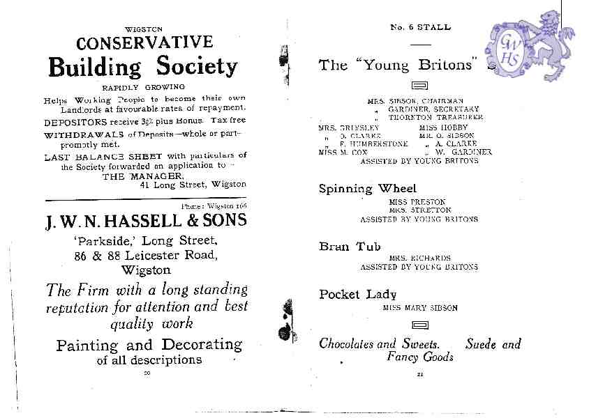 23-891 Programme for A Grand Bazaar for the Opening of the New Constitutional Hall 2nd December 1927 part 9