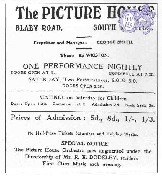 20-083 The Picture House Blaby Road South Wigston advert