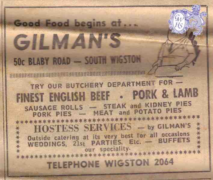 20-129 Gilman's Butchery 50c Blaby Road South Wigston 1968