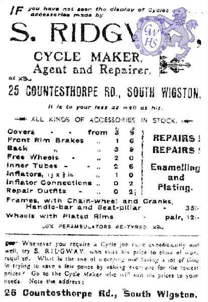 20-174 S Ridgway Cycle Maker 25 Countesthorpe Road South Wigston