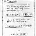 20-101 Deeming Bros printeres & stationers 3 Canal Street South Wigston