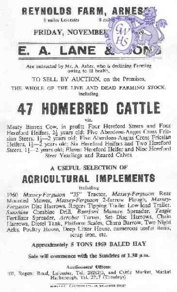 20-128 Sale of Reynolds Farm Arnesby 1969