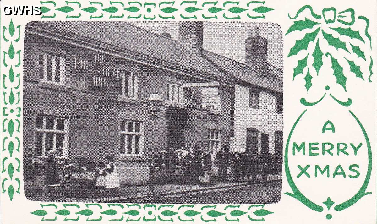 8-91 Christmas Card showing Bull Head Street Wigston Magna c 1910