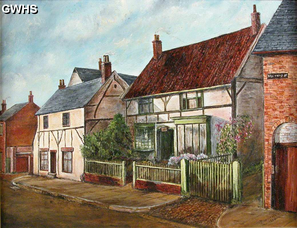 33-448 Saddlers House Bull Head Street Wigston Magna painted by R Wignall 1929