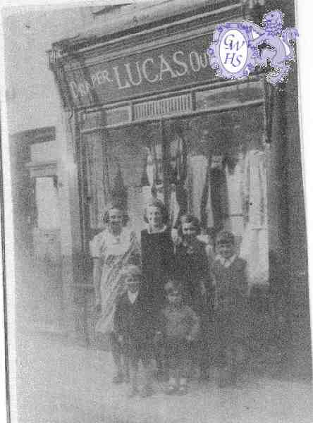 19-027 Lucas shop 10 Bell Street Wigston Magna l - r Marion Audrey Josey Orson- Duncas front Brian and Andy 1941