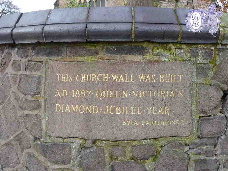 19-089 Plaque on All Saint's Church wall Moat Street Wigston Magna Feb 2012