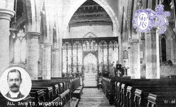 5-11 Inside All Saints Church Wigston Magna inset Vicar ' Wright'