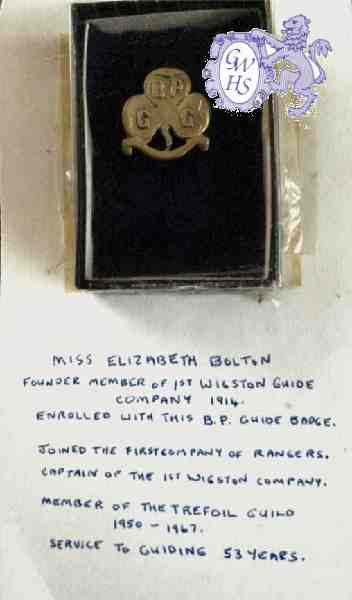 31-058 Badge of Miss Elizabeth Bolton