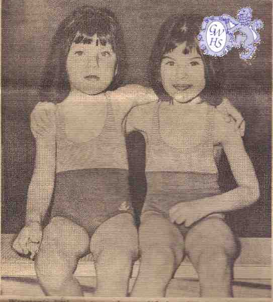 23-817 Madeleine and Stephanie Walker at Wigston Swimming Baths 1968