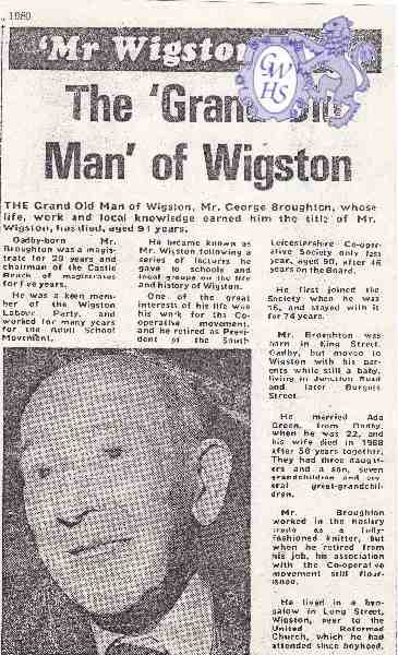 30-468 George Broughton Dies 1980 Wigston Magna