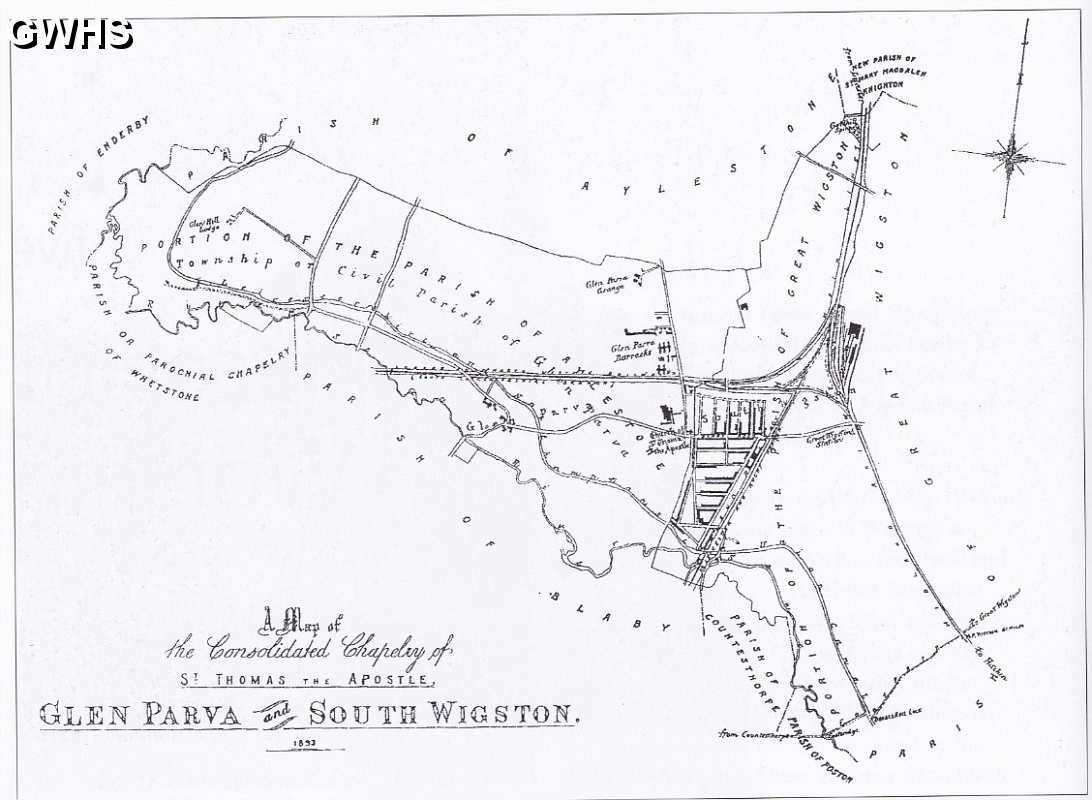 26-446 Map of Glen Parva South Wigston 1893