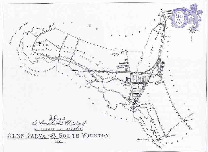 26-446 Map of Glen Parva South Wigston 1893