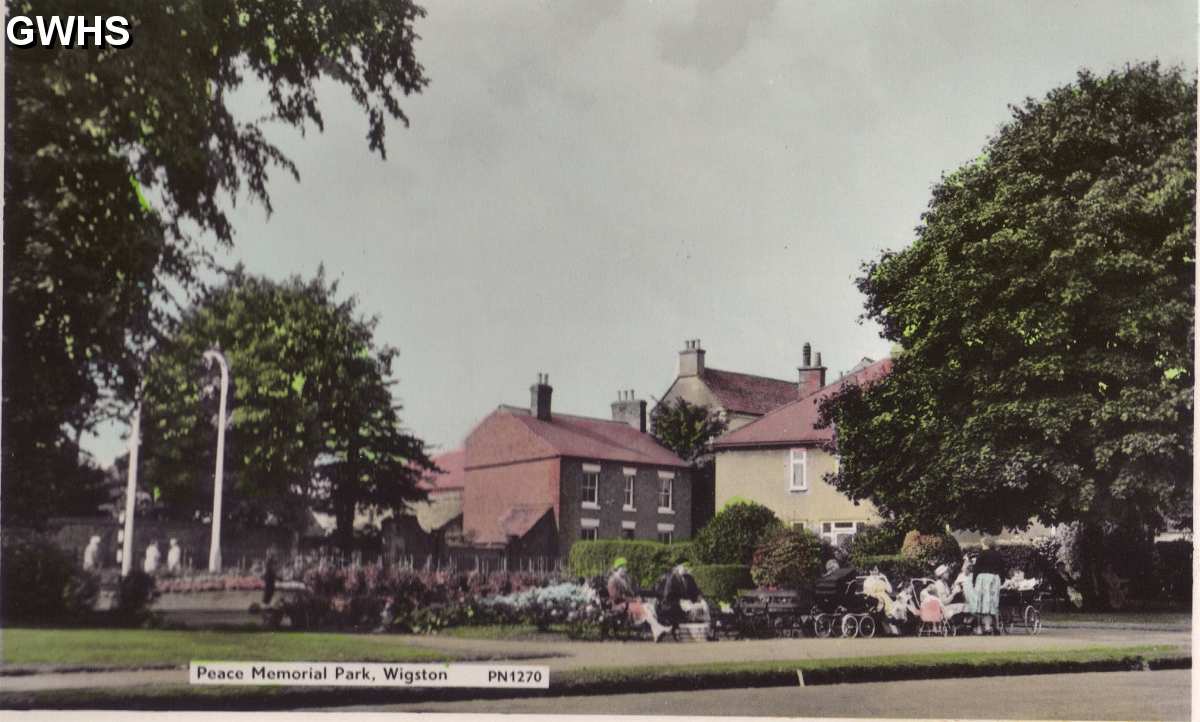 22-290 Peace Memorial Park Long Street Wigston Magna in the background are the houses before Elizabeth Court was built