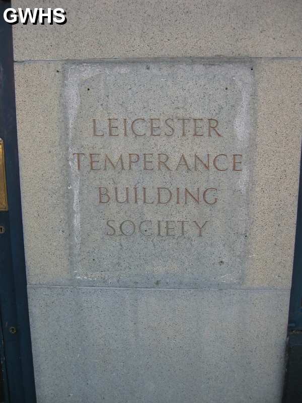 23-655 Leicester Temperance Bulding Society sign on their building in Long Street Wigston Magna taken 2013