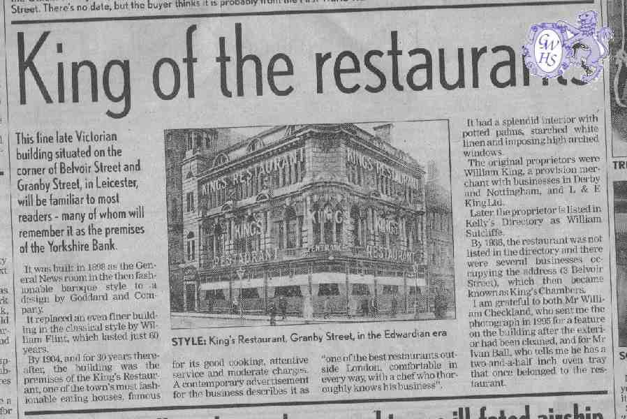 29-448 Kings Restaurant Granby Street Leicester circa 1920