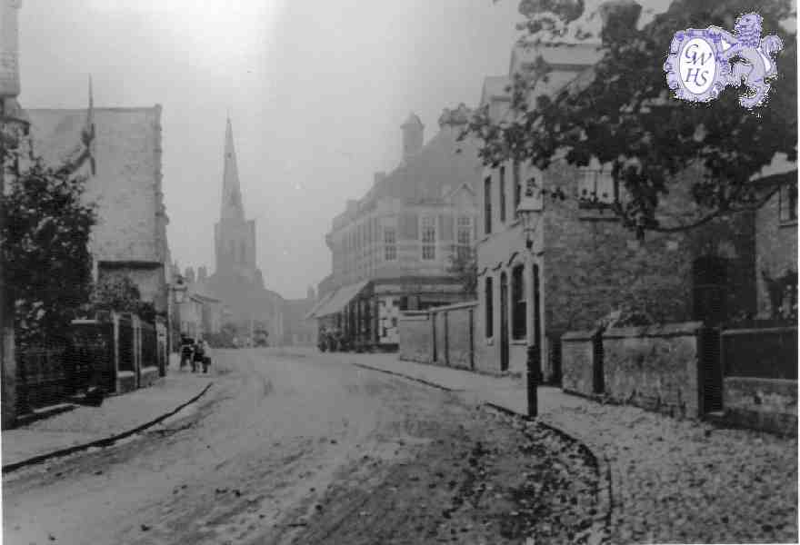 23-002 Long Street looking towards All Saints' Church 1930's Wigston Magna