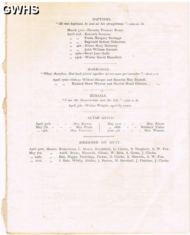 23-416 St Thomas's Glen Parva & South Wigston Church Monthly May 1922