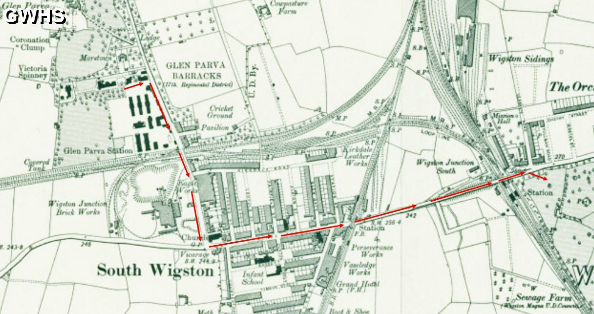 34-112 Map Route South Wigston Parade 1939