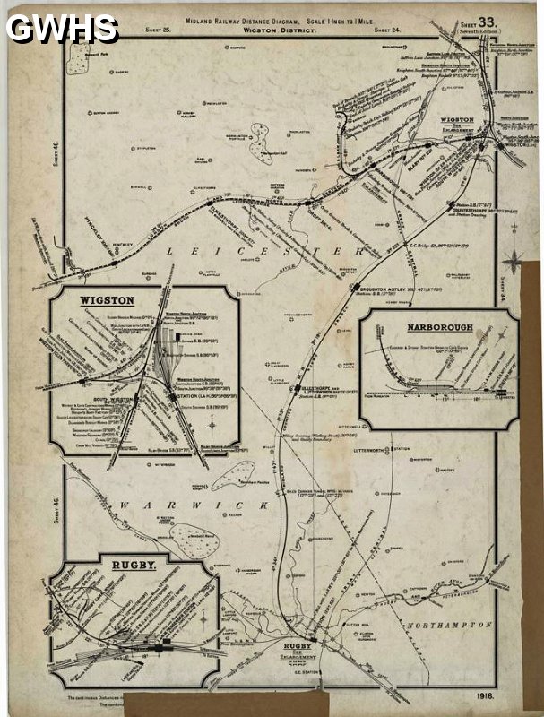 35-644 Wigston District Rail Map 1816