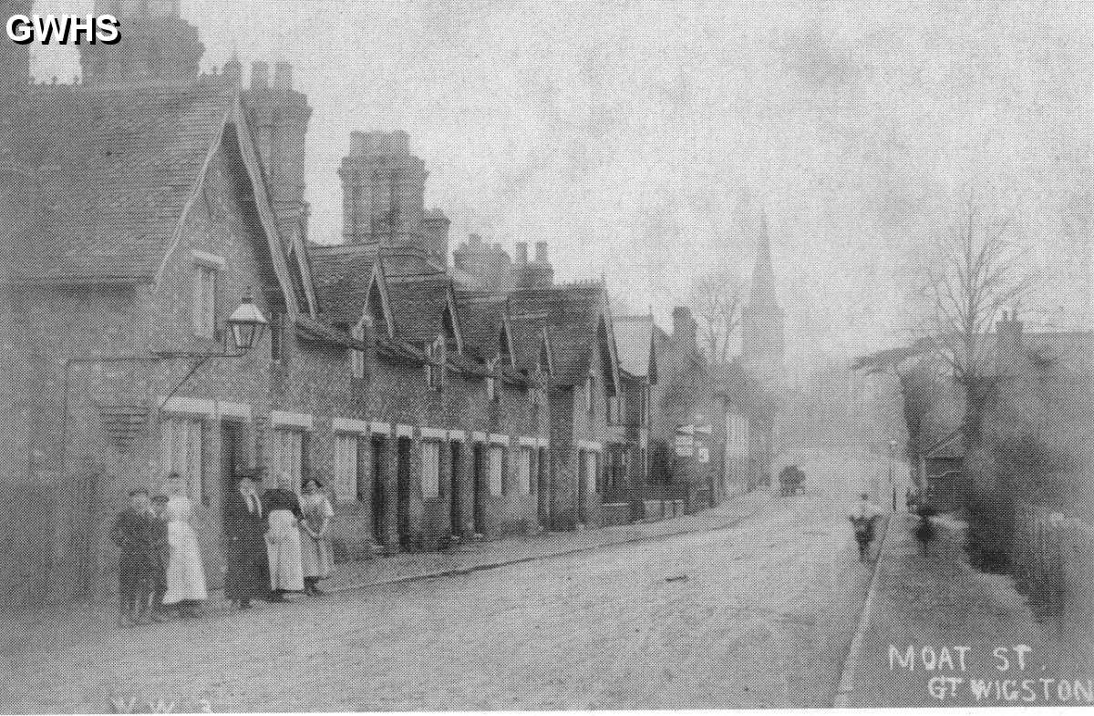 22-304 Moat Street Wigston Magna looking west 1908 Diamond Cottages on the left