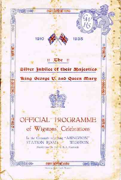 22-296 Silver Jubilee King George V - Wigston Events Programme 1935 Pt 1