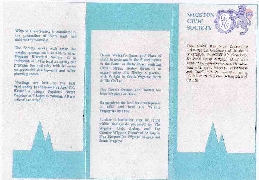 26-262 Wigston Civic Society - Orson Wright's South Wigston Trail side 1