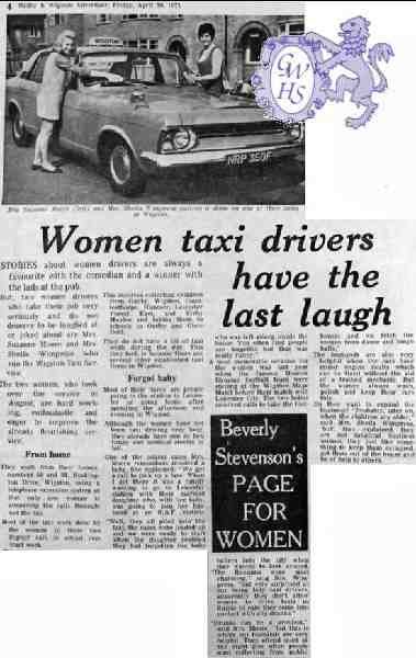 31-358 Women Taxi drivers Oadby & Wigston Advertiser, April 30th 1971