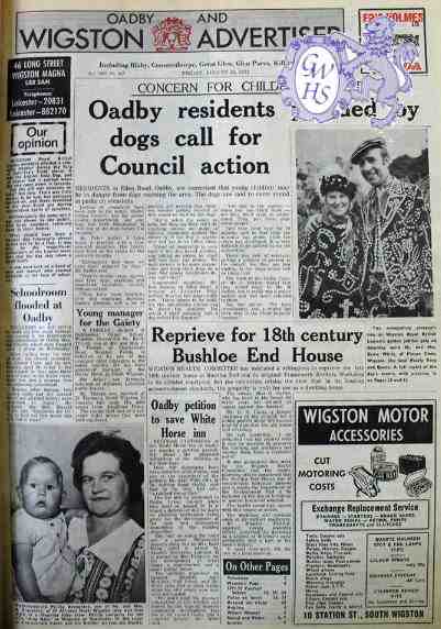 32-037 Concern for childrens safety Oadby & Wigston Advertiser, August 20th 1971