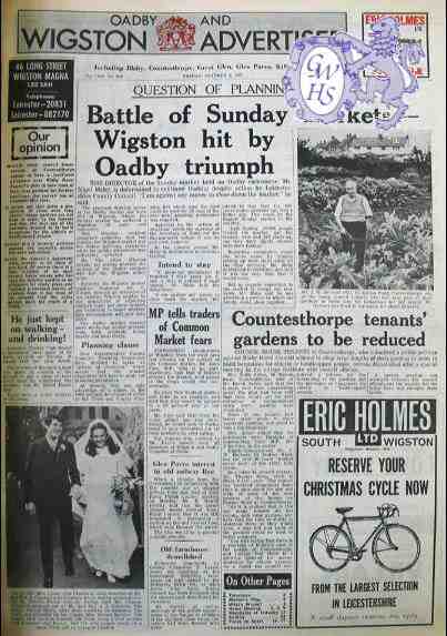 32-103 Battle of Sunday markets Oadby & Wigston Advertiser, October 8th 1971