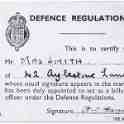 26-459 WWII Billeting Officers Identity Card Mrs Smith Aylestone Lane Wigston Magna