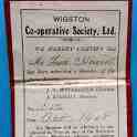 32-119 Wigston Co-operative Society Members Card Wigston Magna