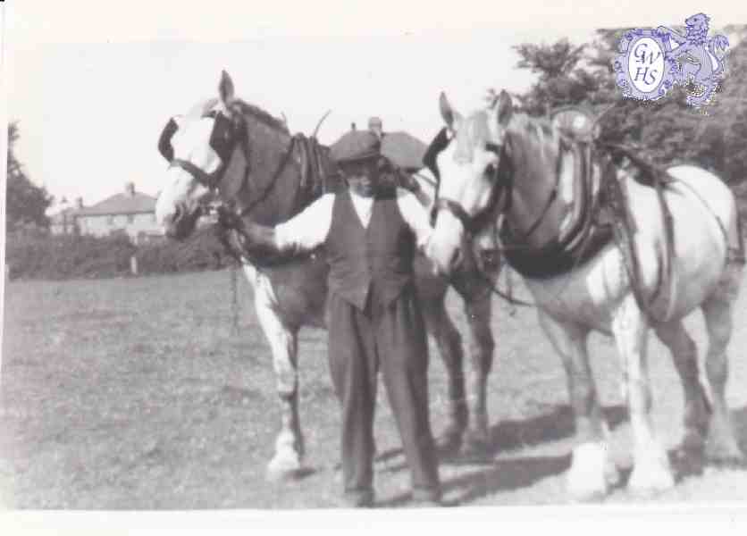 6-31 Mr Wilford and his two horses in Wigston Magna