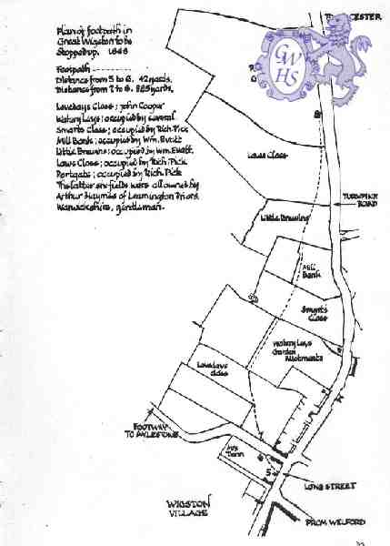 14-219 Leicester Road footpath map Wigston Magna 1867