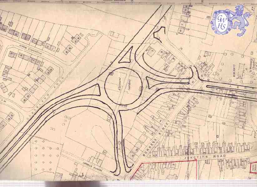 22-334 Central Wigston Magna Map showing By-Pass Route Part 1 