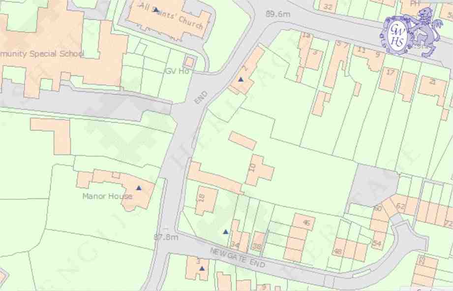 23-393 Plan of All Saints Church and Moat Street Wigston Magna circa 2000