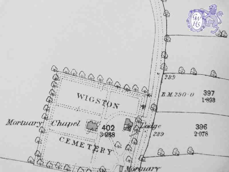 29-077a 1886 OS Map of Wigston Cemetery Welford Road