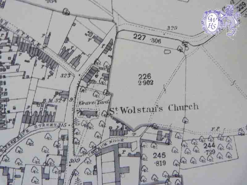 29-088 1886 OS Map of St Wolstan's Church and Oadby Lane Wigston Magna