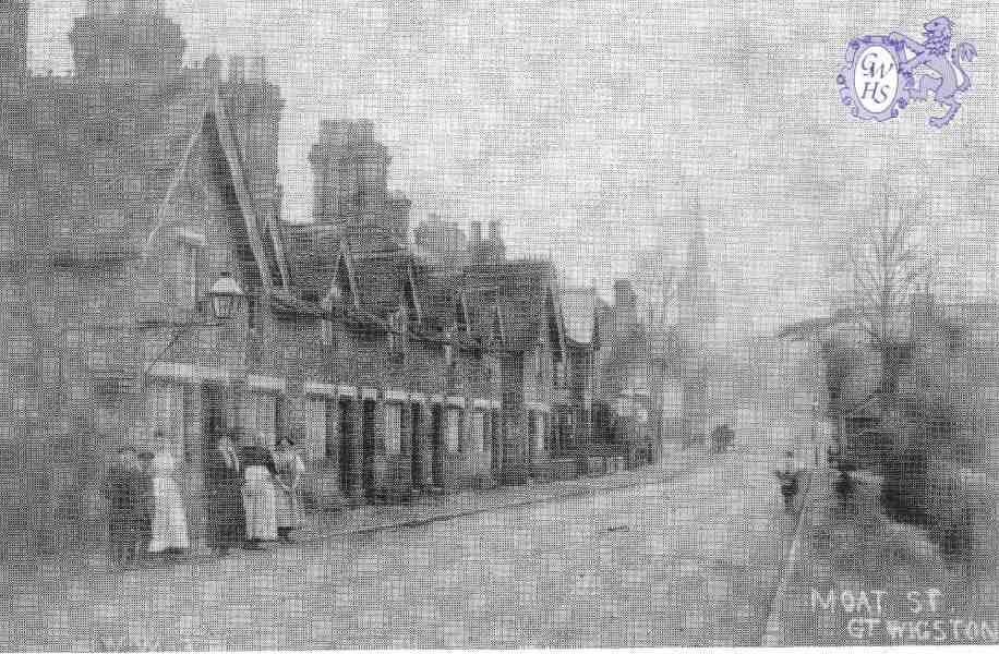 22-304 Moat Street Wigston Magna looking west 1908 Diamond Cottages on the left