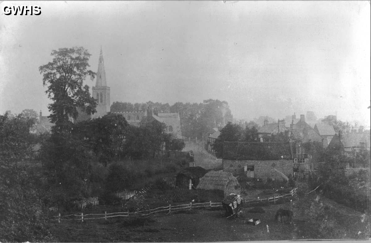 23-048 Newgate End with All Saints' Church Wigston Magna circa 1900