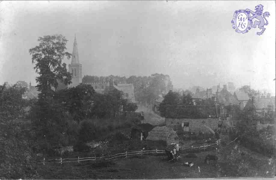 23-048 Newgate End with All Saints' Church Wigston Magna circa 1900
