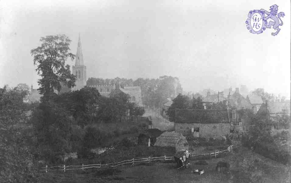23-048a Newgate End with All Saints' Church Wigston Magna circa 1900